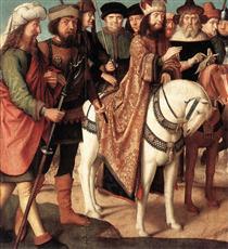 Roman soldiers and Jewish judges (left wing from the Triptych of the Crucifixion) - Gerard David