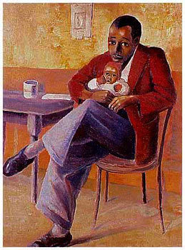 The Proud Father, Manakedi Naky on Bernard Sekoto's Knee, 1947 - Джерард Секото