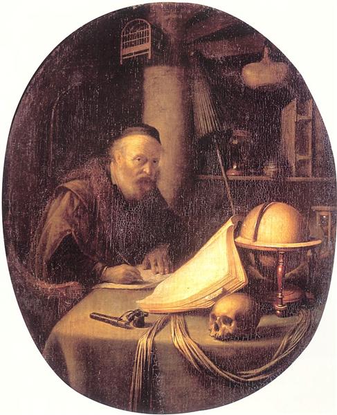 Man Interrupted at His Writing, 1635 - Gerrit Dou - WikiArt.org