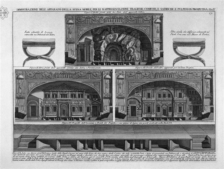 Demonstration of the `apparatus of a mobile stage for the representation of tragic, comic and satirical perspective and pulpit - Giovanni Battista Piranesi