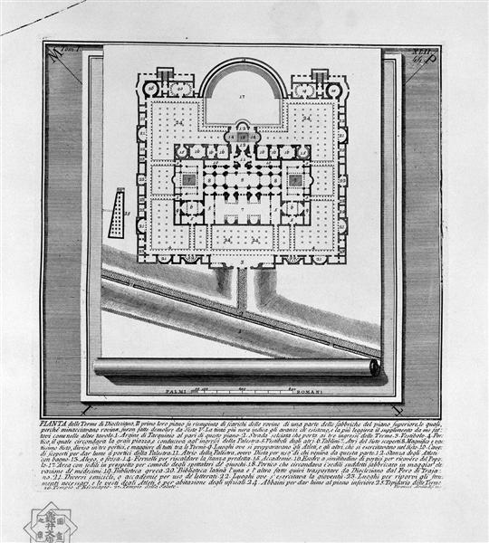 The Roman antiquities, t. 1, Plate XLII. Plan of the Baths of Diocletian, 1756 - Giovanni Battista Piranesi