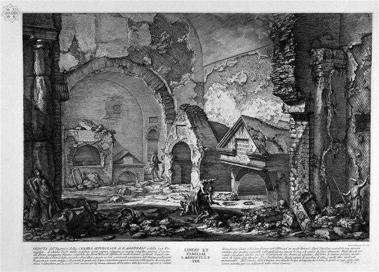The Roman antiquities, t. 2, Plate IX. Plan of the burial chambers of `Liberti, and Family L. Arrunzio., 1756 - 皮拉奈奇