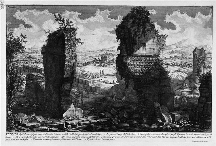 The Roman antiquities, t. 3, Plate VI. View the remains above ground of the ancient Ustrine and relevant to the same factories. - Джованни Баттиста Пиранези