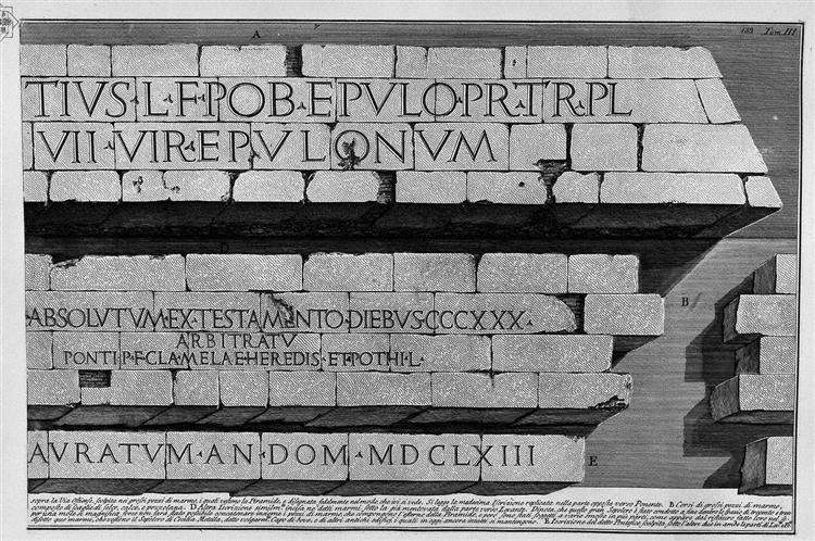 The Roman antiquities, t. 3, Plate XLI. Registration of the Mausoleum of Caius Cestius. - 皮拉奈奇