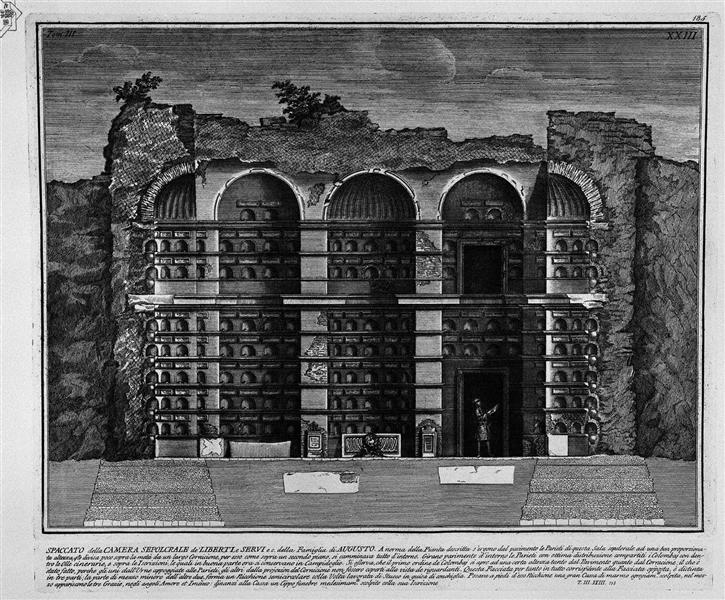 The Roman antiquities, t. 3, Plate XXIII. Cutaway view of the previous burial chambers. - Giovanni Battista Piranesi