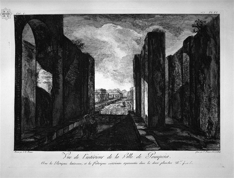 View of buildings taken from the entrance of the city of Pompeii - Джованни Баттиста Пиранези
