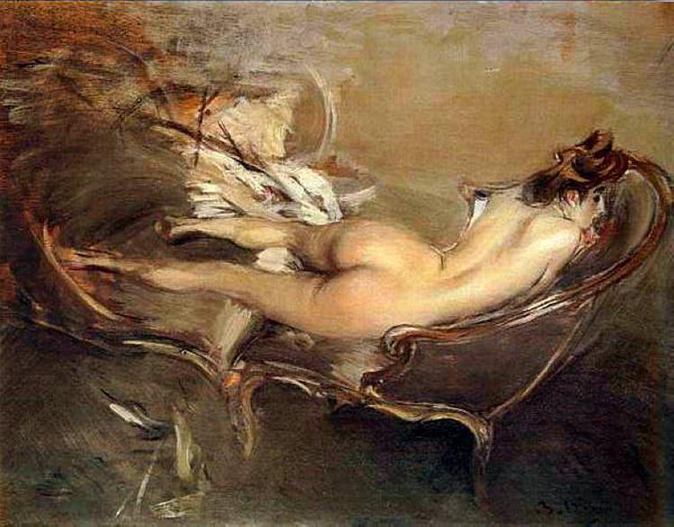 A Reclining Nude on a Day-Bed, c.1900 - 乔瓦尼·波尔蒂尼