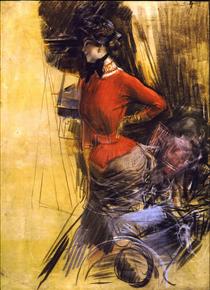 Lady in Red Coat - 乔瓦尼·波尔蒂尼