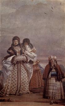 The Winter Walk, from the Room of the Gothic Pavilion, in the Foresteria - Giandomenico Tiepolo