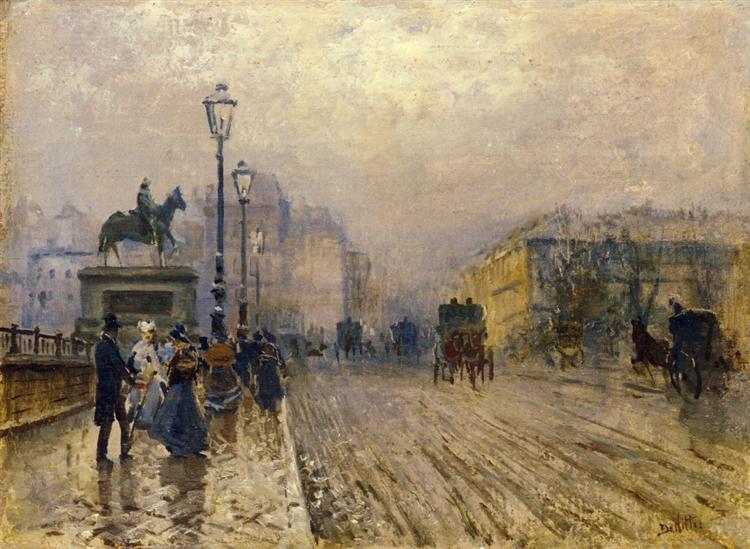 Rue de Paris with Carriages, c.1874 - 1875 - Джузеппе Де Ниттис