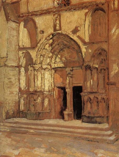 Yellow Doorway, St. Emilion, 1924 - Грант Вуд