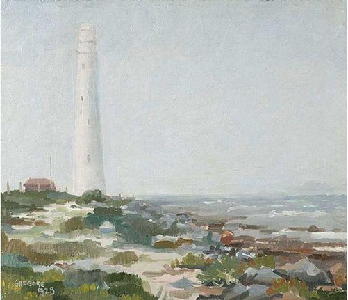 Kommetjie Lighthouse in the Mist, 1929 - Gregoire Boonzaier