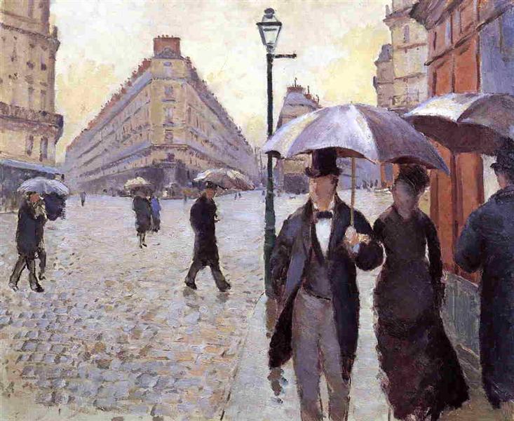 雨天的巴黎街道, 1877 - 古斯塔夫·卡耶博特