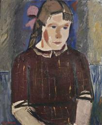 Girl with a pink ribbon - Gustave de Smet