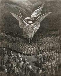 Um anjo liderando os Cruzados à Jerusalém - Gustave Doré