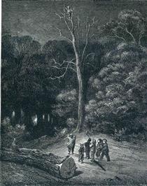 Hop O My Thumb Climbs to the Top of a Tall Tree to See What He Can See - Gustave Doré