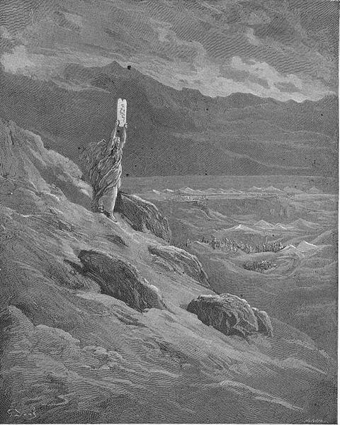 The beseech That Moses might report to them his will And terror cease - Gustave Doré
