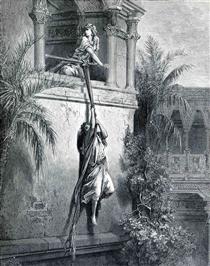 A Fuga de Davi pela Janela - Gustave Doré