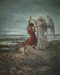 The wrestle of Jacob - Gustave Dore