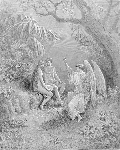 To whom the winged Hierarch replied  O Adam, one Almighty is, from whom All things proceed - Gustave Dore