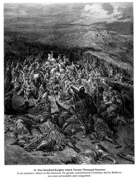 Two Hundred Knights Attack Twenty Thousand Saracens - Gustave Dore