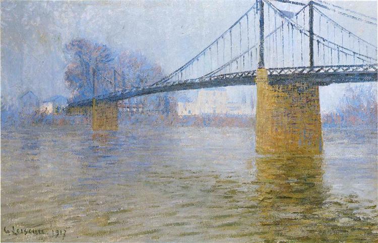 Suspended bridge at Triel, 1917 - Gustave Loiseau