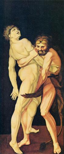 Hercules and Antaeus - Ганс Бальдунг