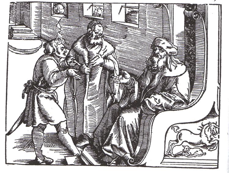 Marquard von Lindau ask and answer the Ten Commandments, 1516 - Hans Baldung