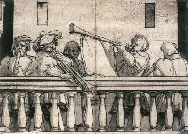 Музиканти на балконі, c.1527 - Ганс Гольбайн молодший