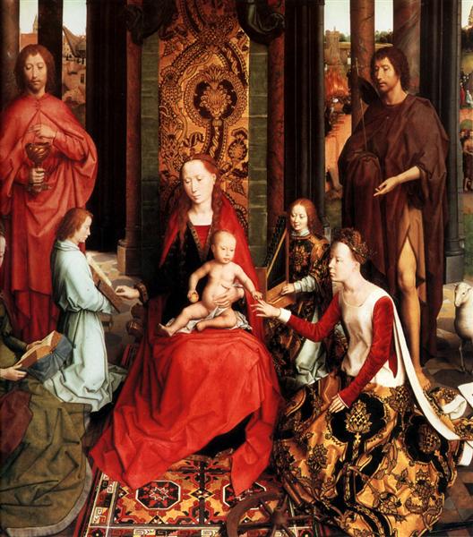 Triptych of the Mystical Marriage of St. Catherine of Alexandria, central panel: Marriage of St. Catherine, c.1474 - c.1479 - Hans Memling
