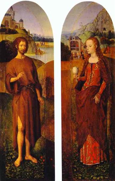 St. John the Baptist and St. Mary Magdalen. Wings of a triptych, 1470 - Ганс Мемлінг