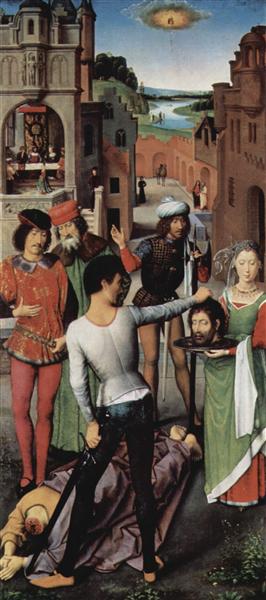 Triptych of the Mystical Marriage of St. Catherine of Alexandria, left wing: The Beheading of John the Baptist, 1479 - 漢斯·梅姆林