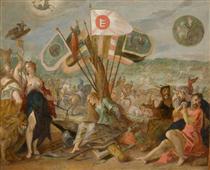 Cinq Allégories des Guerres turques : bataille de Hermannstadt - Hans von Aachen