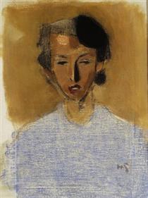 Portrait of a Girl in Blue and Brown (Inez) - Хелена Шерфбек