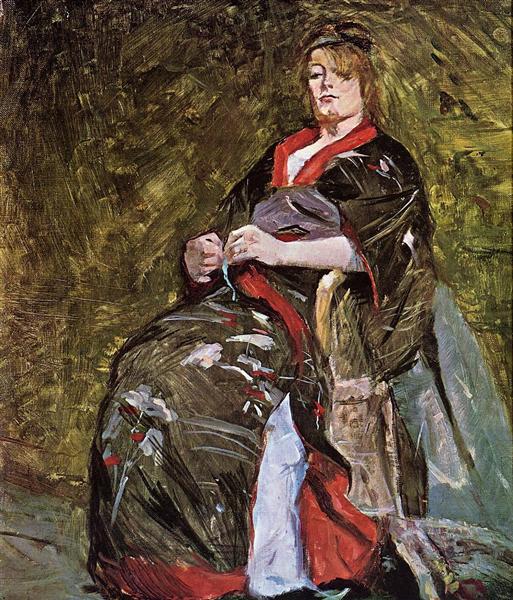 Lili Grenier in a Kimono, 1888 - 亨利·德·土魯斯-羅特列克