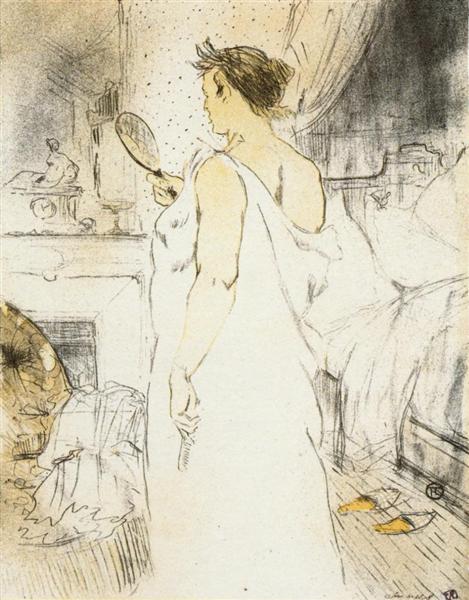 They Woman Looking into a Hand Held Mirror, 1896 - Henri de Toulouse-Lautrec