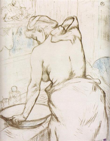 Woman at Her Toilette them, Washing Herself, 1896 - Анрі де Тулуз-Лотрек