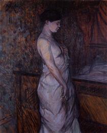 Woman in a Chemise Standing by a Bed (Madame Poupoule) - 亨利·德·土魯斯-羅特列克
