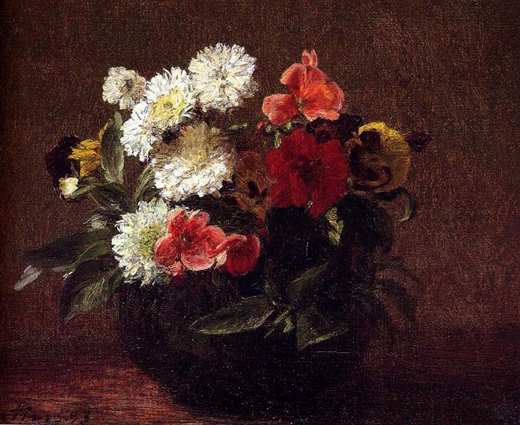 Flowers In A Clay Pot, 1883 - Анри Фантен-Латур