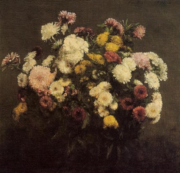 Large Bouquet of Chrysanthemums, 1873 - Анри Фантен-Латур