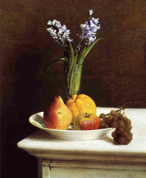 Still Life Hyacinths and Fruit, 1865 - 方丹‧拉圖爾