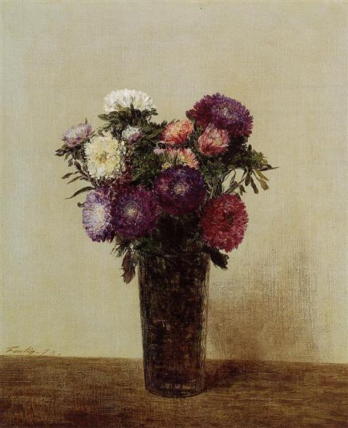Vase of Flowers Queens Daisies, 1872 - Анрі Фантен-Латур