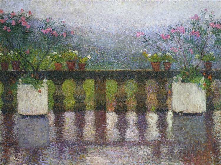 Terrace in the Rain in Marquayrol - Анри Мартен