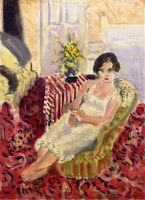 Seated Figure, Striped Carpet - Henri Matisse