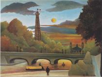 The Seine and the Eiffel Tower in the Sunset - Henri Rousseau