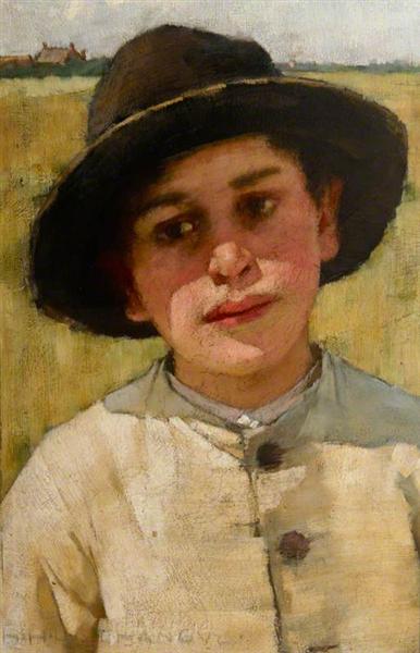 Study of a Boy in a Black Hat, before a Cornfield - Генрі Герберт Ла Танге