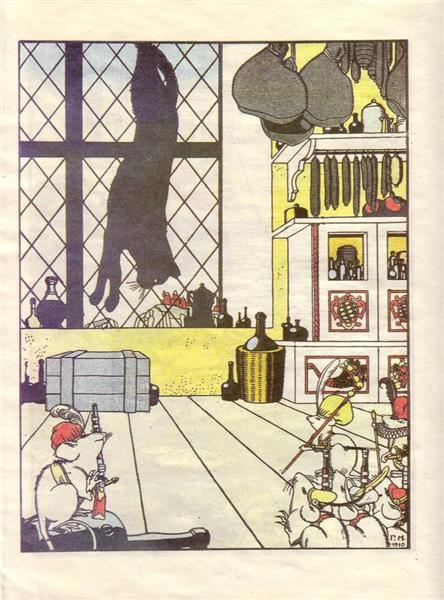 Ілюстрація до книги «Як миші кота ховали» В. А. Жуковського, 1910 - Георгій Нарбут