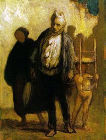 Wandering Saltimbanques - Honore Daumier