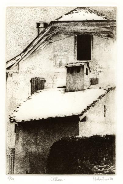 Rooftops in the Swiss village Ollon, canton Vaud, Switzerland, 1981 - Hubertine Heijermans