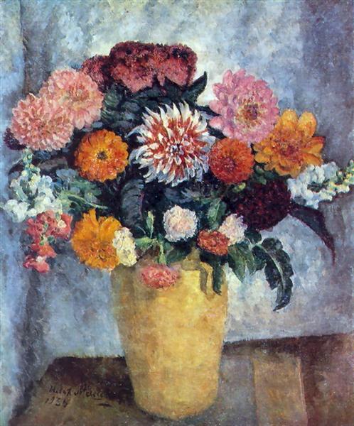 Motley bouquet in a clay jar, 1936 - Ilya Mashkov